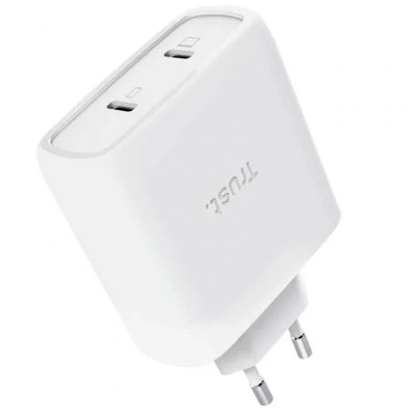 Trust Maxo Cargador GaN 65W 2xUSB-C Blanco con Cable USB-C de 2m